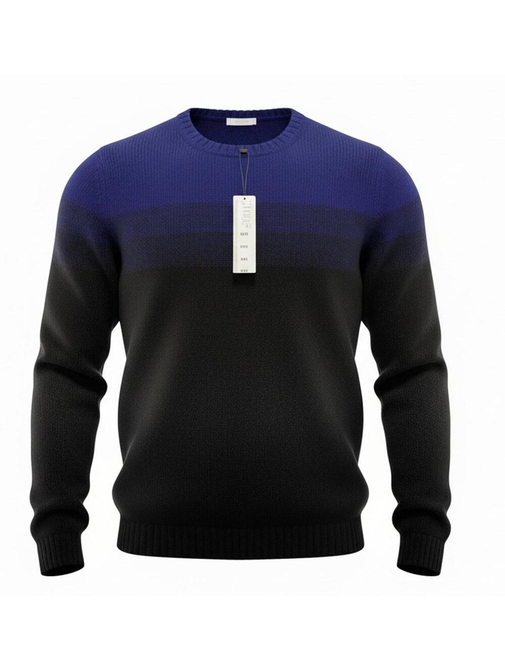 Stylus Men's Blue and Black Color Block Sweater